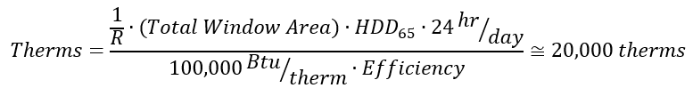 Equation 3 shows Annual Natural Gas Consumption for Marriott Windows