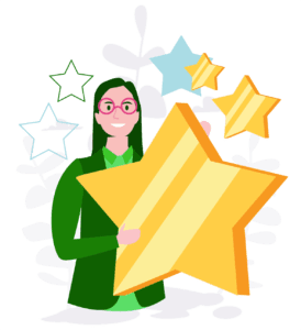 Illustration of women holding star
