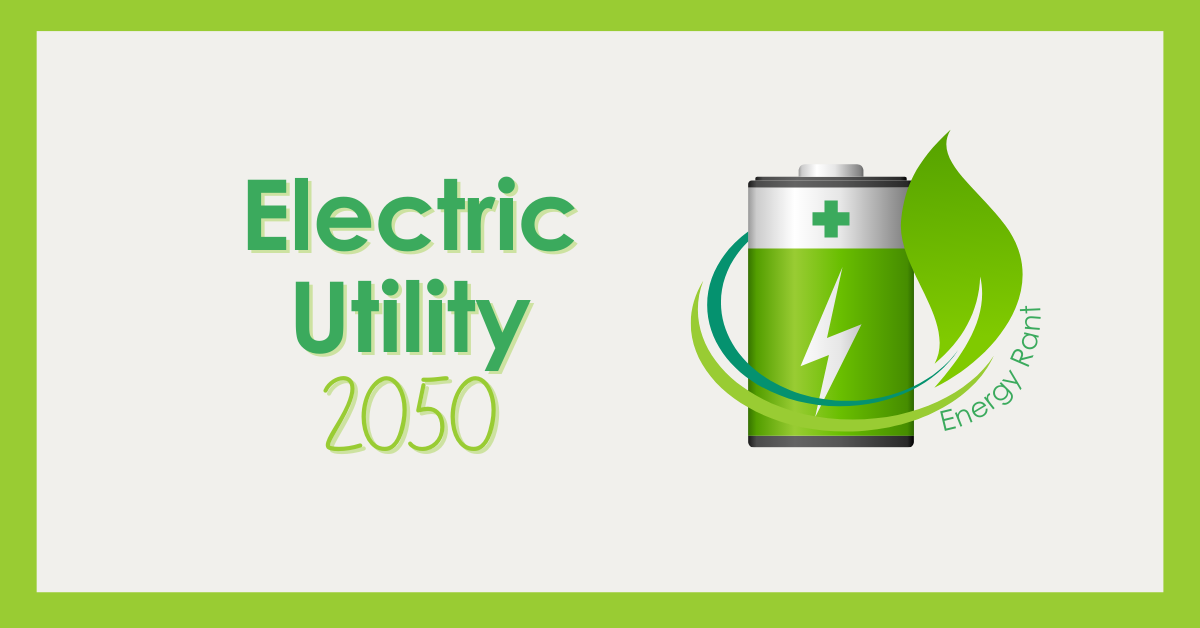 Image shows text "Electric Utility" with a graphic of a battery and a green leaf.