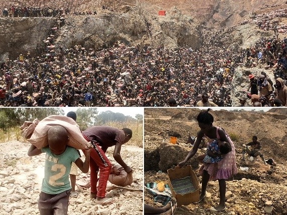Image shows Congolese people mineral mining.