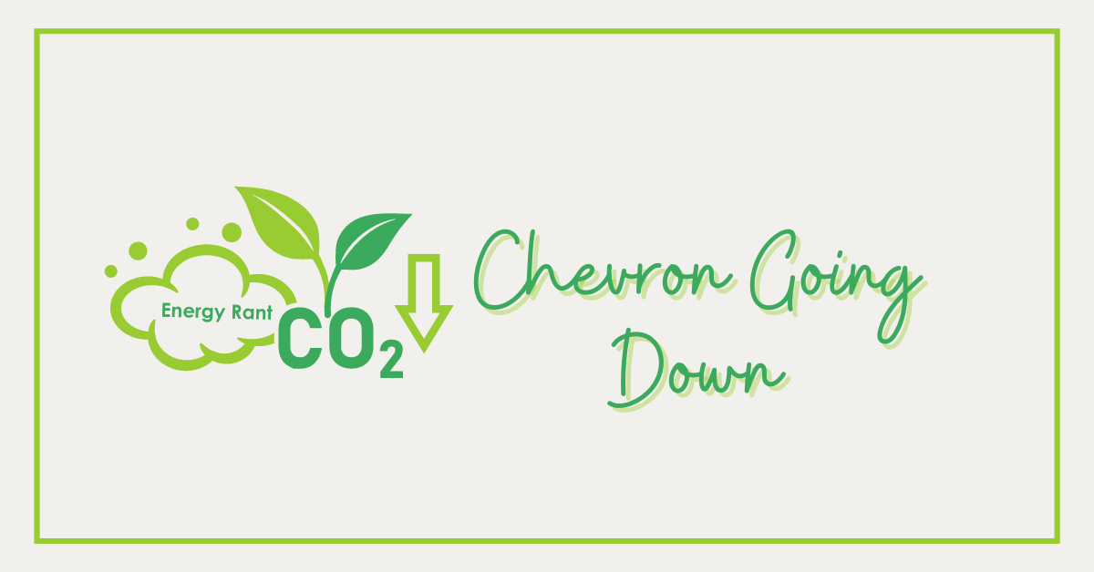 Image shows graphics of leaves and co2 with a down arrow, along with text "Chevron Going Down"