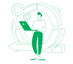 illustration of person on a computer