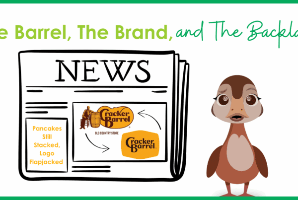 image of a news article talking about the Cracker Barrel logo, with a confused-looking duck