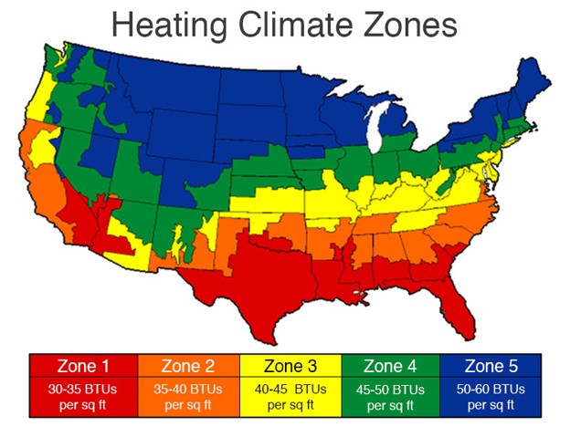 Figure 2 shows a map of heating-climate zones.