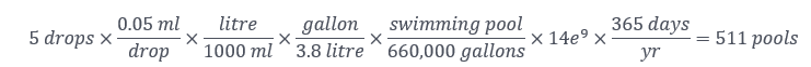 Image shows a calculation of how many swimming pools are filled from AI searches.