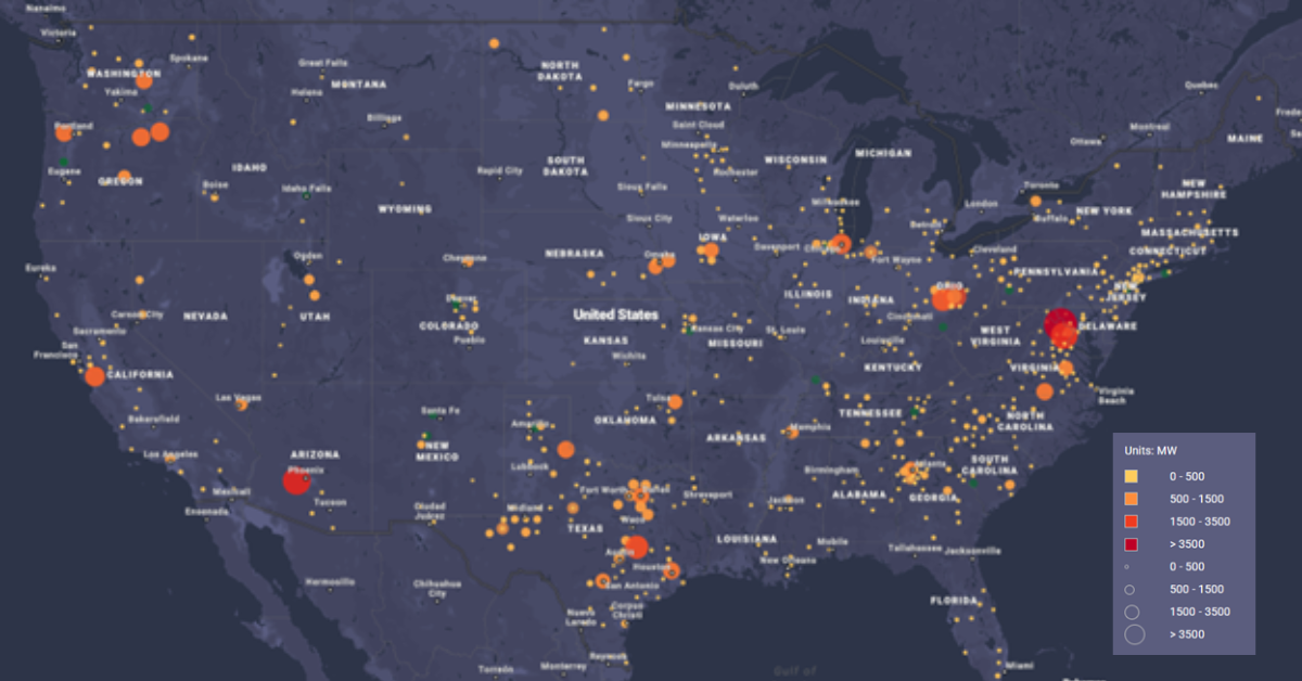 Figure 7 Shows Operating Data Center Load per County